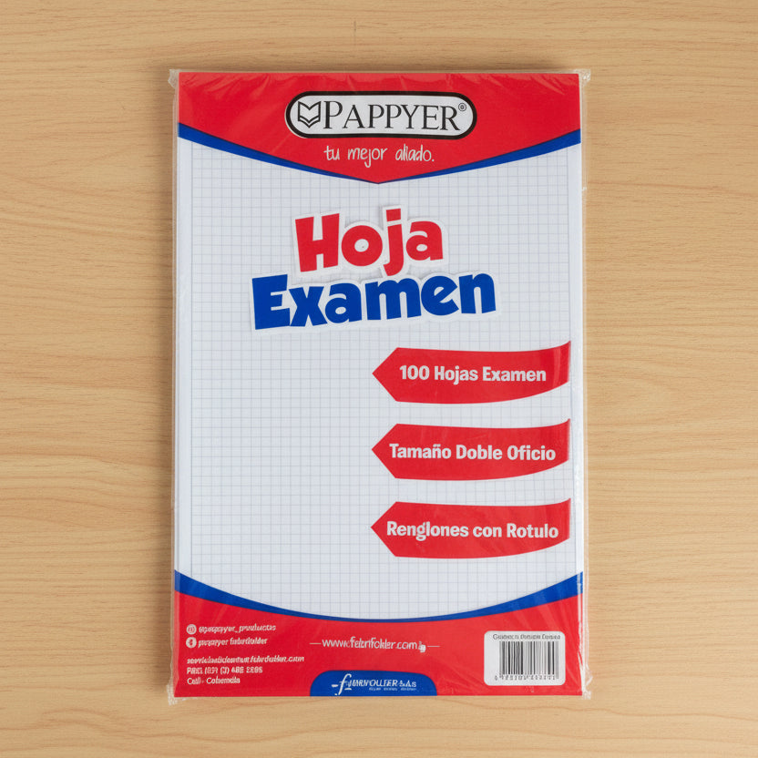 Hoja de Examen x100 Hojas Cuadros | CD 040629